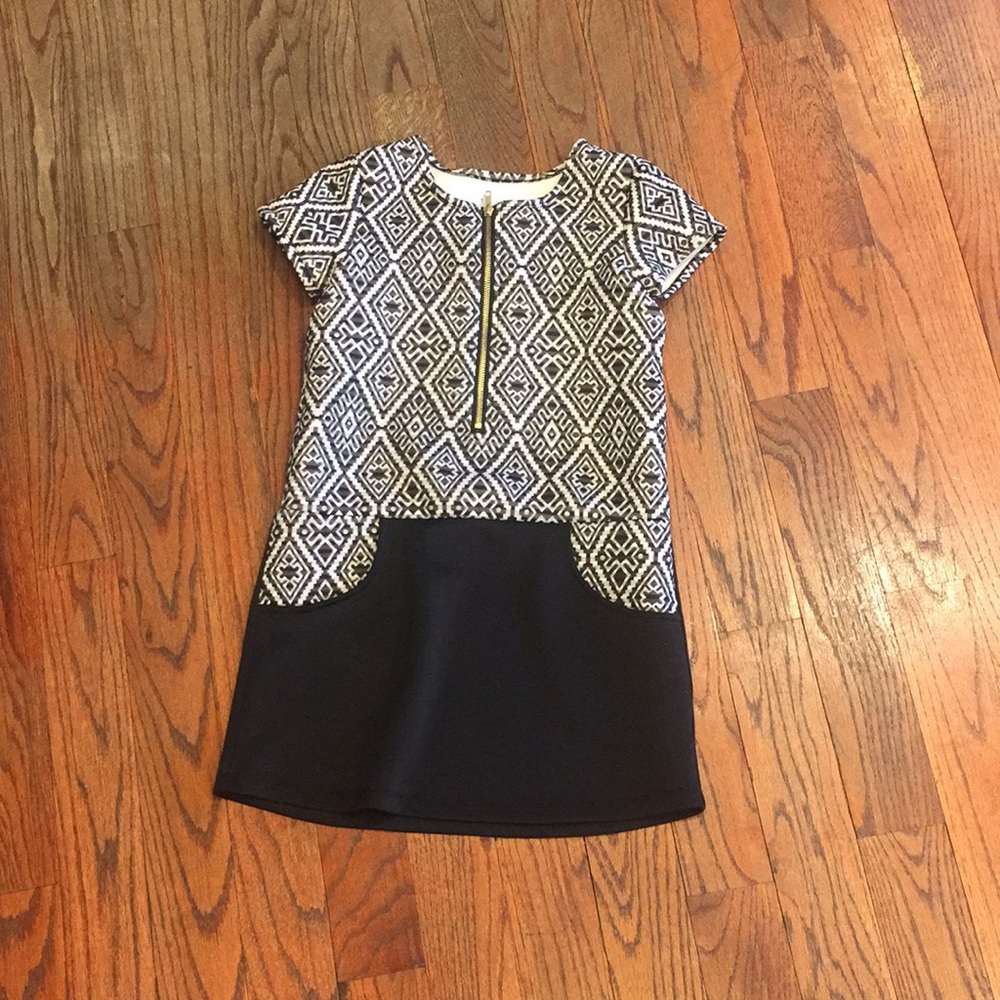 Girls black and pattern dress